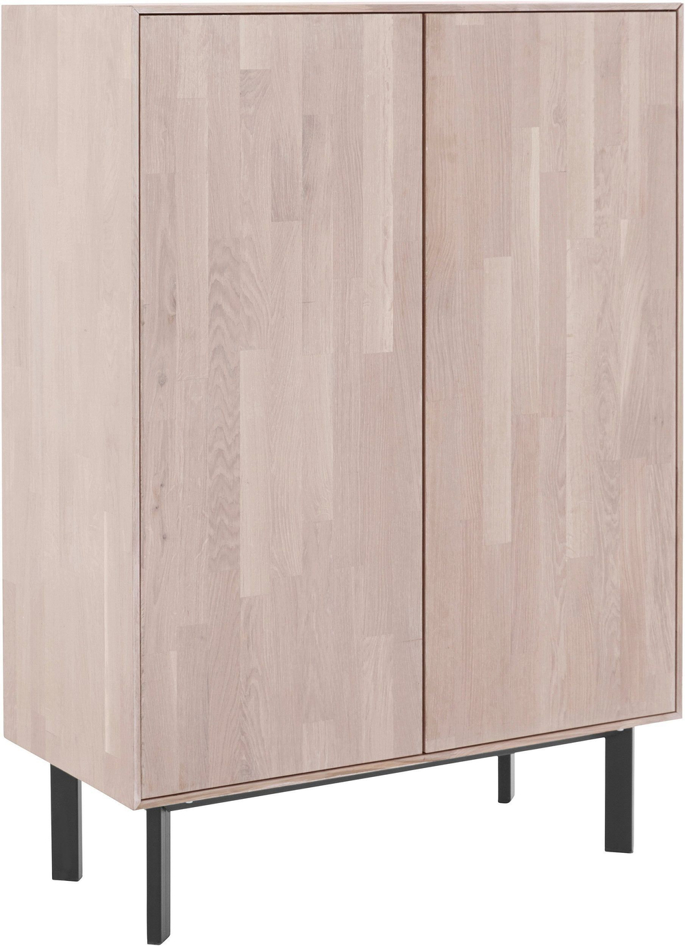 Комод 85х40х119 Виби, для вещей и одежды, 2 двери, массив дуба на металлических ножках, в стиле лофт, Dipriz
