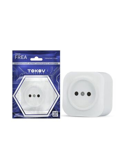 Розетка 1-м ОП Frea 16А IP20 250В без заземл. АБС-пластик бел. TOKOV ELECTRIC TKE-FR-R1-C01