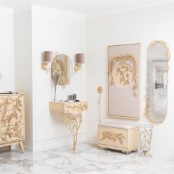 Банкетка Oliva Branch (Олива Бранч) Айвори Мраморное золото