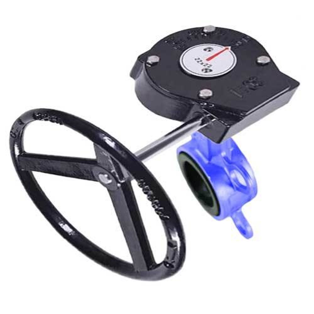 Water Butterfly Valve Elephant WCB-316L-VITON-RDN, body material - carbon steel WCB, disk material - stainless steel AISI 316L, seal - VITON, gear operated