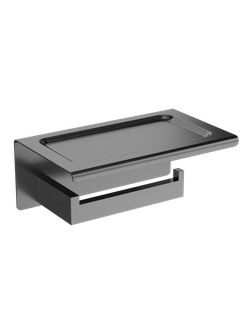 Держатель для туалетной бумаги STWORKI Готланд S13345GB настенный, вороненая сталь, с полкой