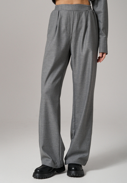 Брюки с поясом на резинке серые
