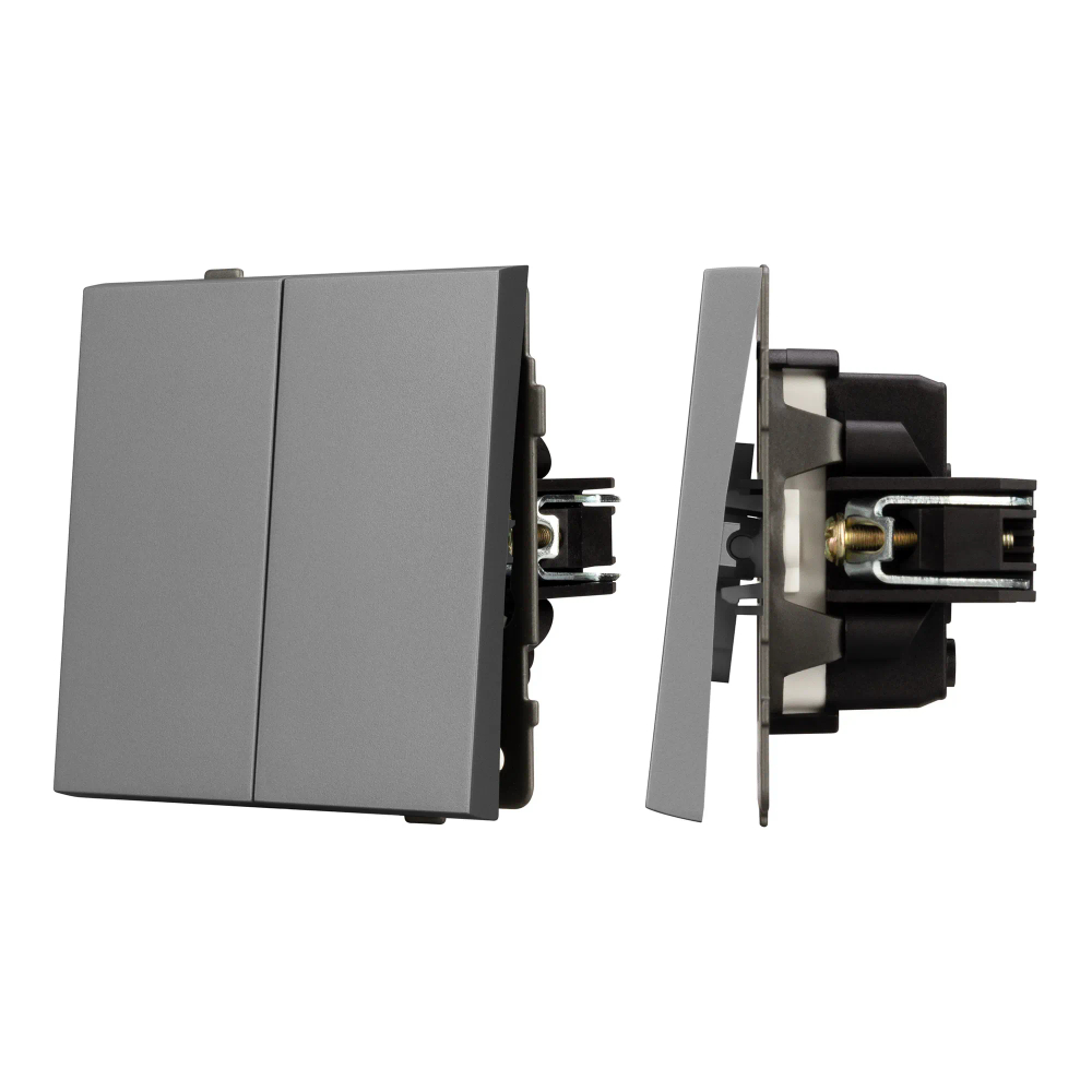 Механизм выключателя двухклавишный непроходной SWT-TENDO-MK02-PL-GR (230V, 10A) (Arlight, -) 054060