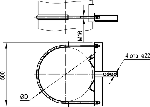 Кронштейн тросового успокоителя грузов для полукомпенсированной подвески для железобетонной стойки