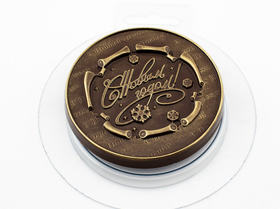 Пластиковая форма для шоколада "Медаль Новогодняя №3"