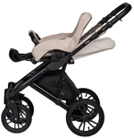 Детская коляска Indigo Mio Eco 3 в 1 с автокреслом Avionaut Cosmo Grey 04 черная кожа+св.бежевая кожа