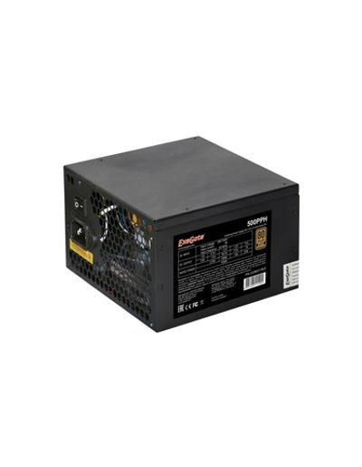 Exegate EX280577RUS-OEM Блок питания 500W Exegate 500PPH-OEM, 80+Bronze, ATX, black, APFC, 12cm, 24p, (4+4)p, 5*SATA, 3*IDE