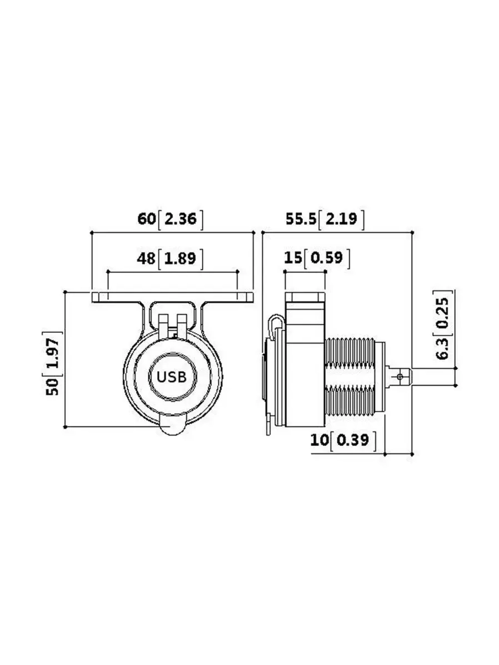 Разъем USB 5В 3.1А для крепления под приборную панель