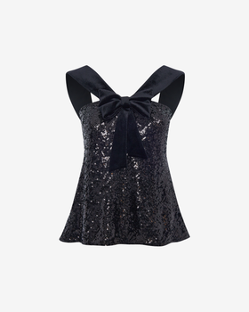 Топ из пайеток и бархата с бантом