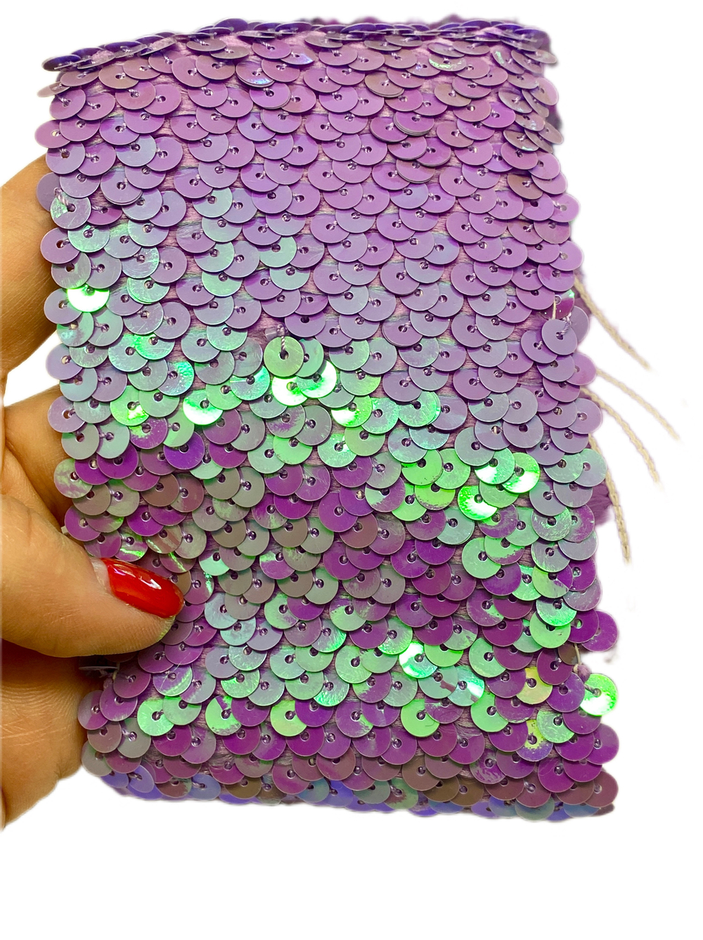 Тесьма эластичная пайетки ш-7см сиреневый 1 м