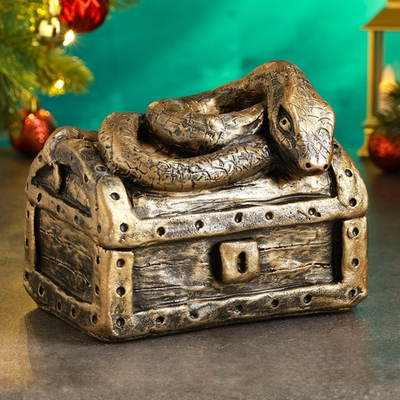 Копилка "Змея на сундуке" 16х11х14см, бронза 10786621