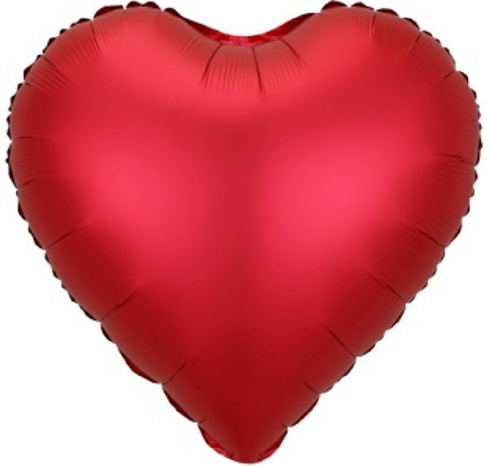 К 9'' Мини-сердце Красный Сатин