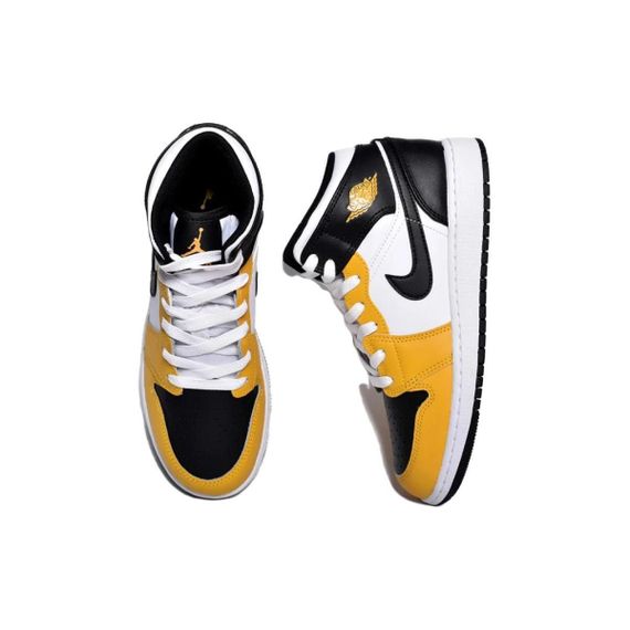 Jordan Air Jordan 1 Детские баскетбольные мячи В СЕРЕДИНЕ Желтого черного Юнисекса
