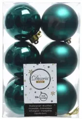 Набор пластиковых шаров Дивный 60 мм, изумрудный, 12 шт, Kaemingk (021987)