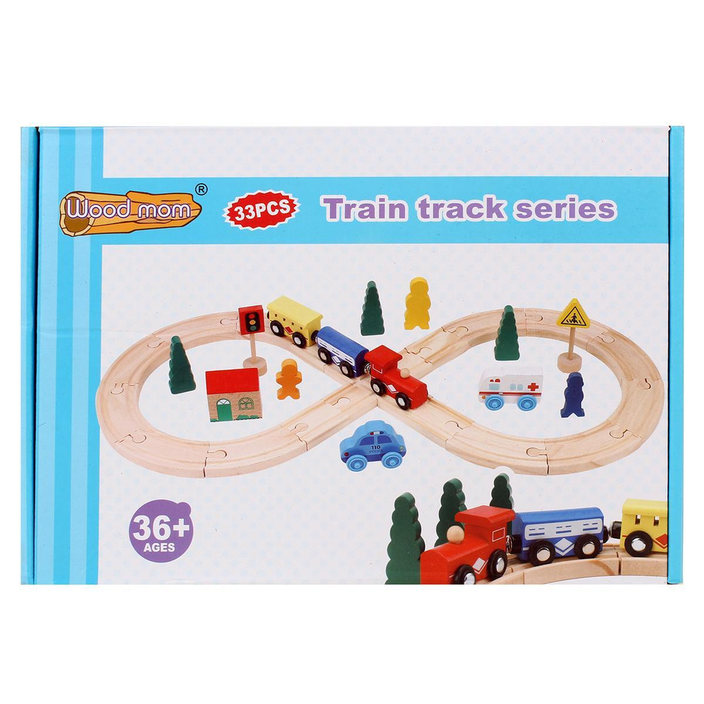 Развивающая игрушка Деревянная дорога 33 эл, коробка C-41885