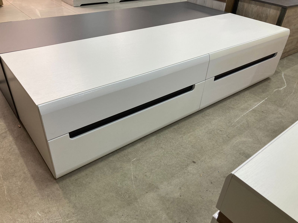 Тумба ТВ Стокгольм белый/белый глянец