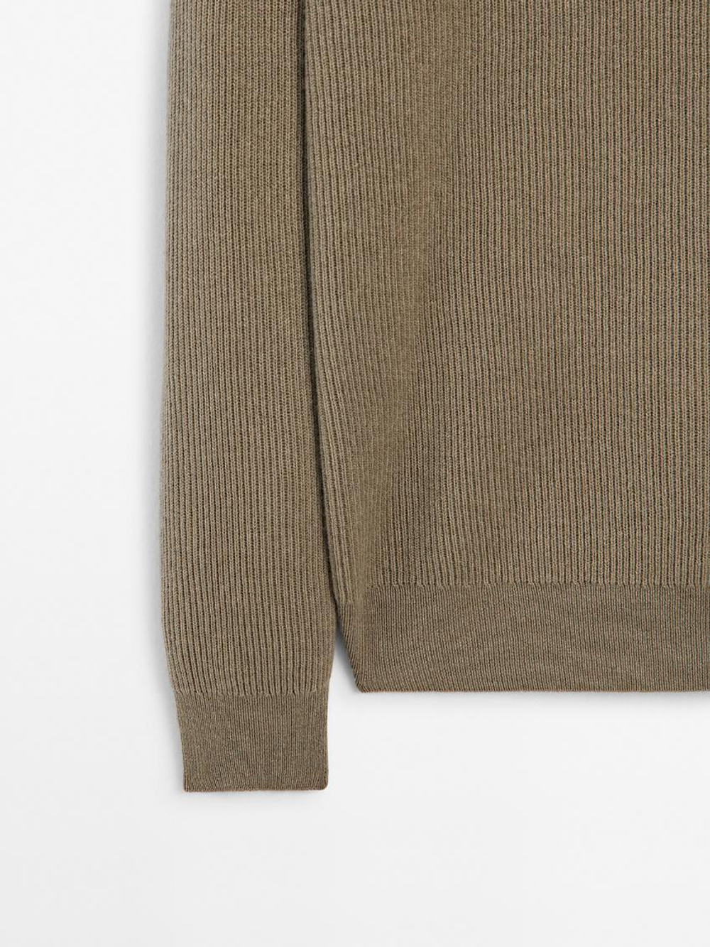 Massimo Dutti Свитер из смесовой шерсти, светлый хаки