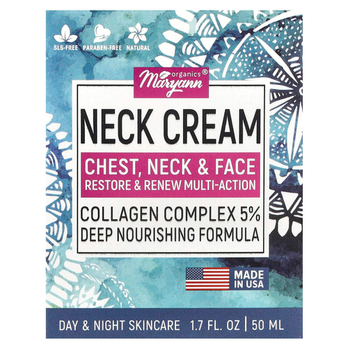 MaryAnn Organics, Крем для шеи, для всех типов кожи, 50 мл (1,7 жидк. Унции)