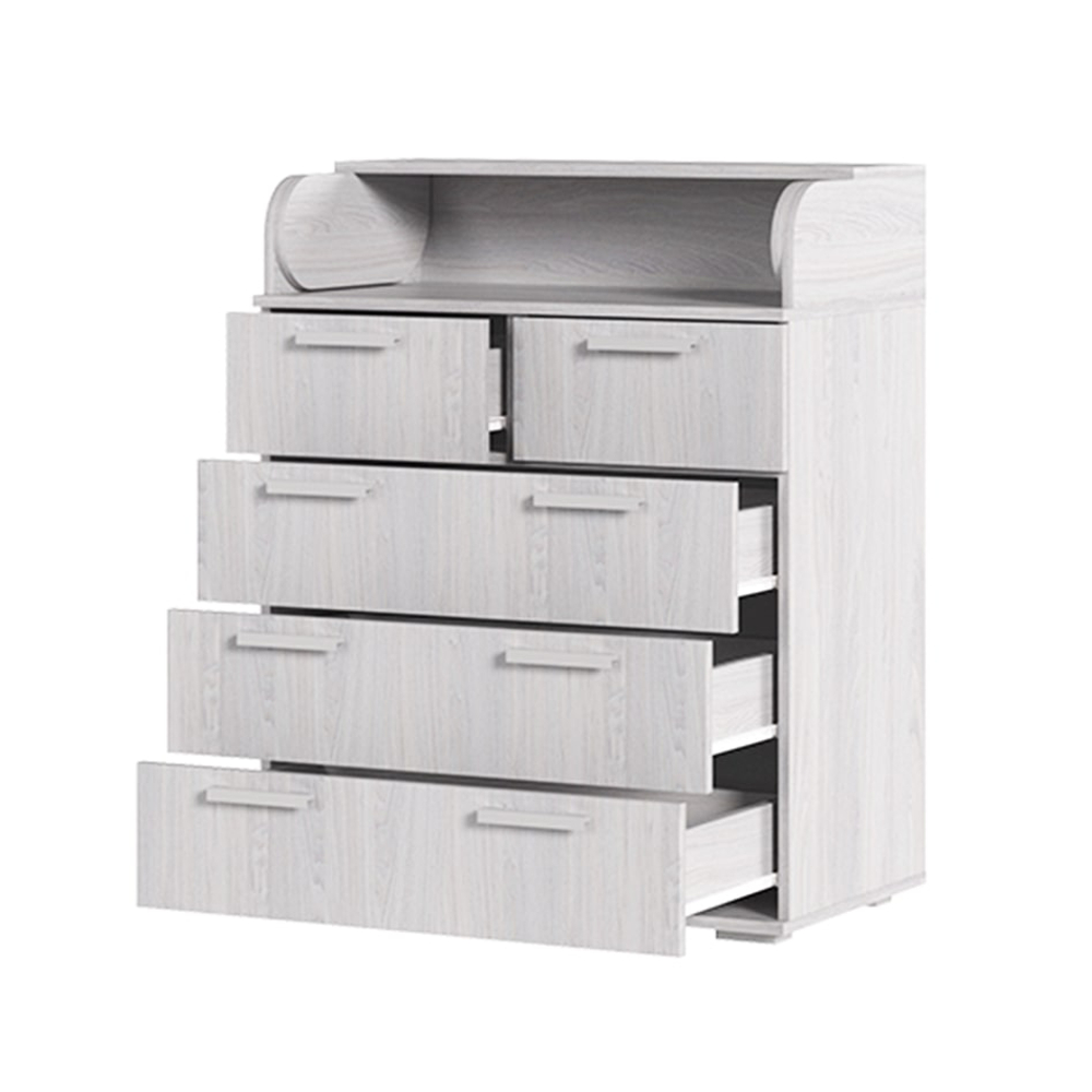 К-1 М Комод 5 ящиков и 1 полка с пеленальным столиком Дуб анкор светлый / Дуб анкор светлый