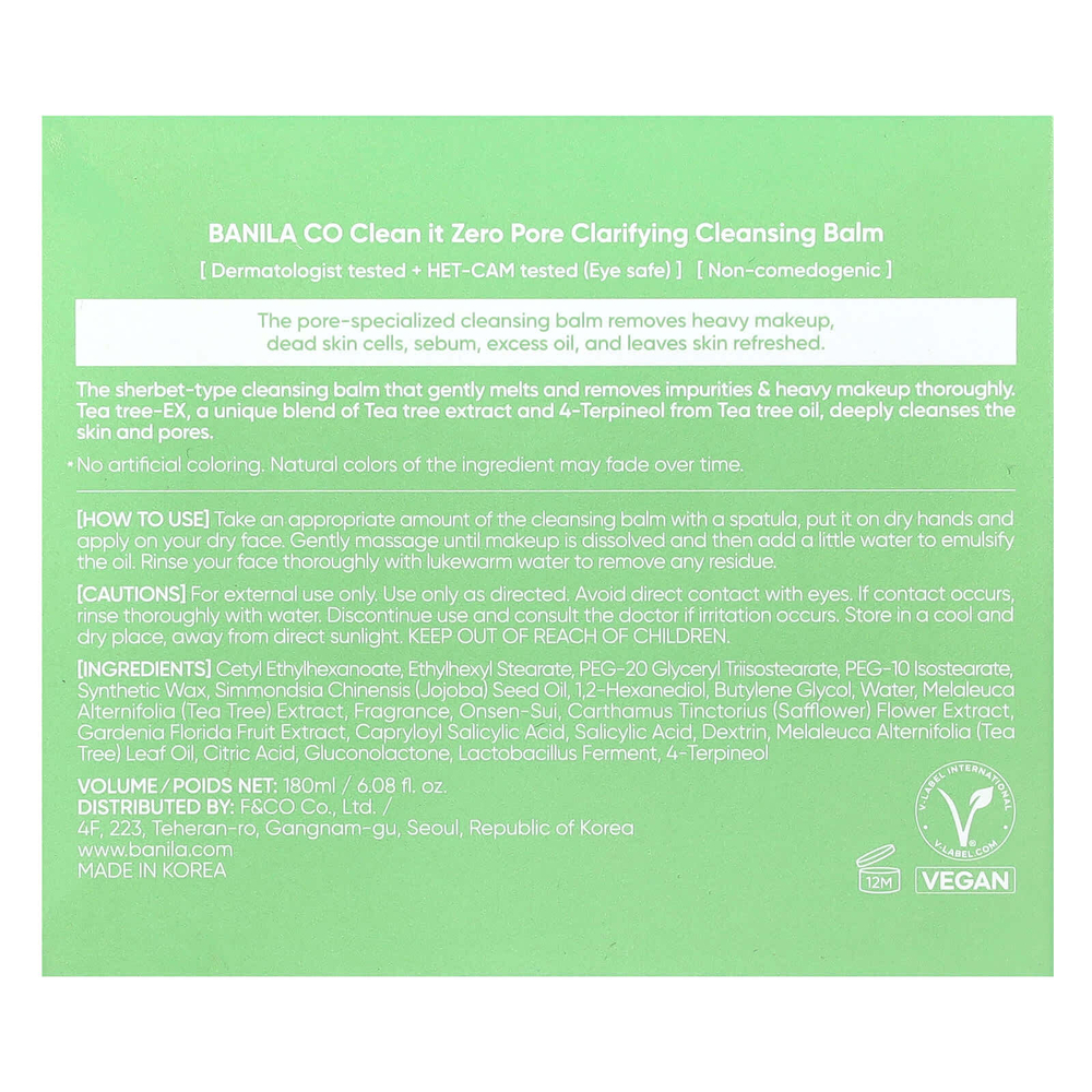 Banila Co, Clean It Zero, очищающий бальзам для пор, чайное дерево-EX, 180 мл (6,08 жидк. унции)