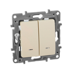 Выключатель 2х-клавишный с подсветкой/индикацией 10А 250В слоновая кость ETIKA Legrand
