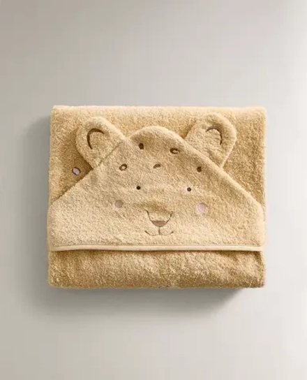 ZARA HOME ДЕТСКОЕ ПОЛОТЕНЦЕ С КАПЮШОНОМ «ГЕПАРД», ОХРА