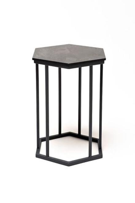 "Женева" интерьерный стол из HPL шестиугольный, D40, H55, цвет "серый гранит"