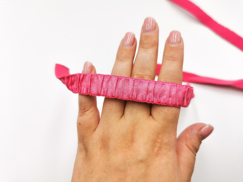 Бретелечная резинка со сборкой и блеском, 15 мм, розовый, (Арт: BR960/15-256), м