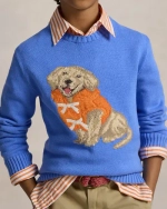 Хлопковый свитер с собакой и интарсией Ralph Lauren