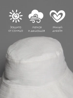 Белая детская панама на лето с завязками