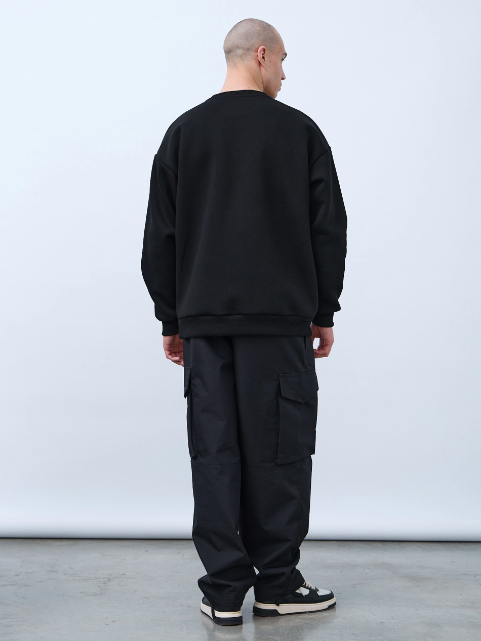 Свитшот оверсайз, с начесом (черный)