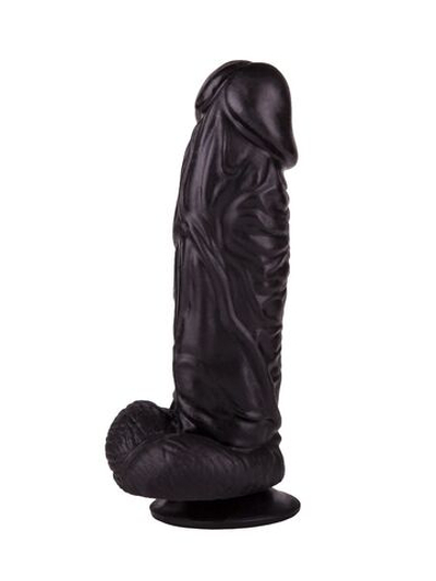 Большой чёрный фаллоимитатор на присоске - 20,5 см. (Цвет: черный)