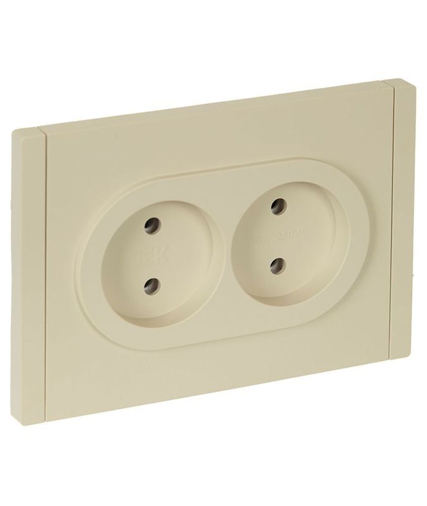 Розетка 2-м СП FORTE&amp;PIANO FP426 10А без заземл. без защ. шторок безвинт. крепл. ваниль IEK FP-R20-10-1-K10