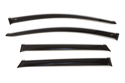 Дефлекторы боковых окон Cobra Tuning на Nissan Tiida хэтчбек (C12) 2015 хромированный молдинг арт.N15215CR