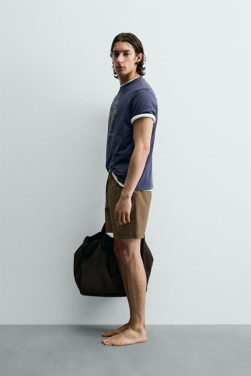 ZARA ФУТБОЛКА С ГРАФИЧЕСКИМ ПРИНТОМ, СИНИЙ