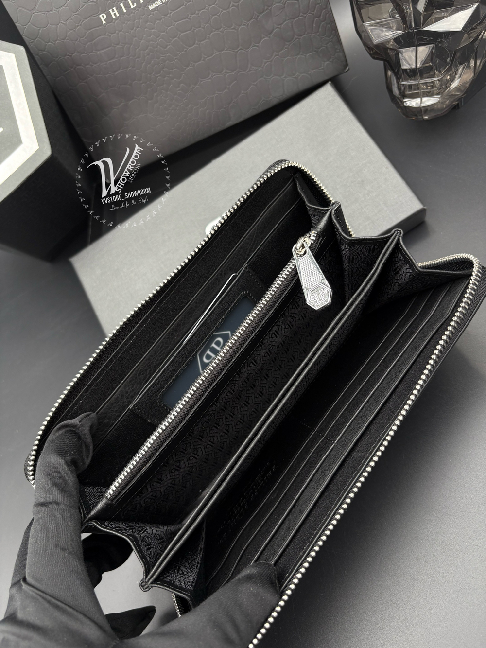 Кожаный кошелек на молнии Philipp Plein