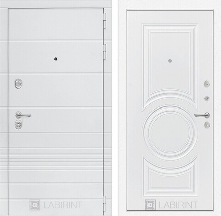 Входная дверь белая Лабиринт Trendo (Трендо) 23 Белый софт  / Белый камень