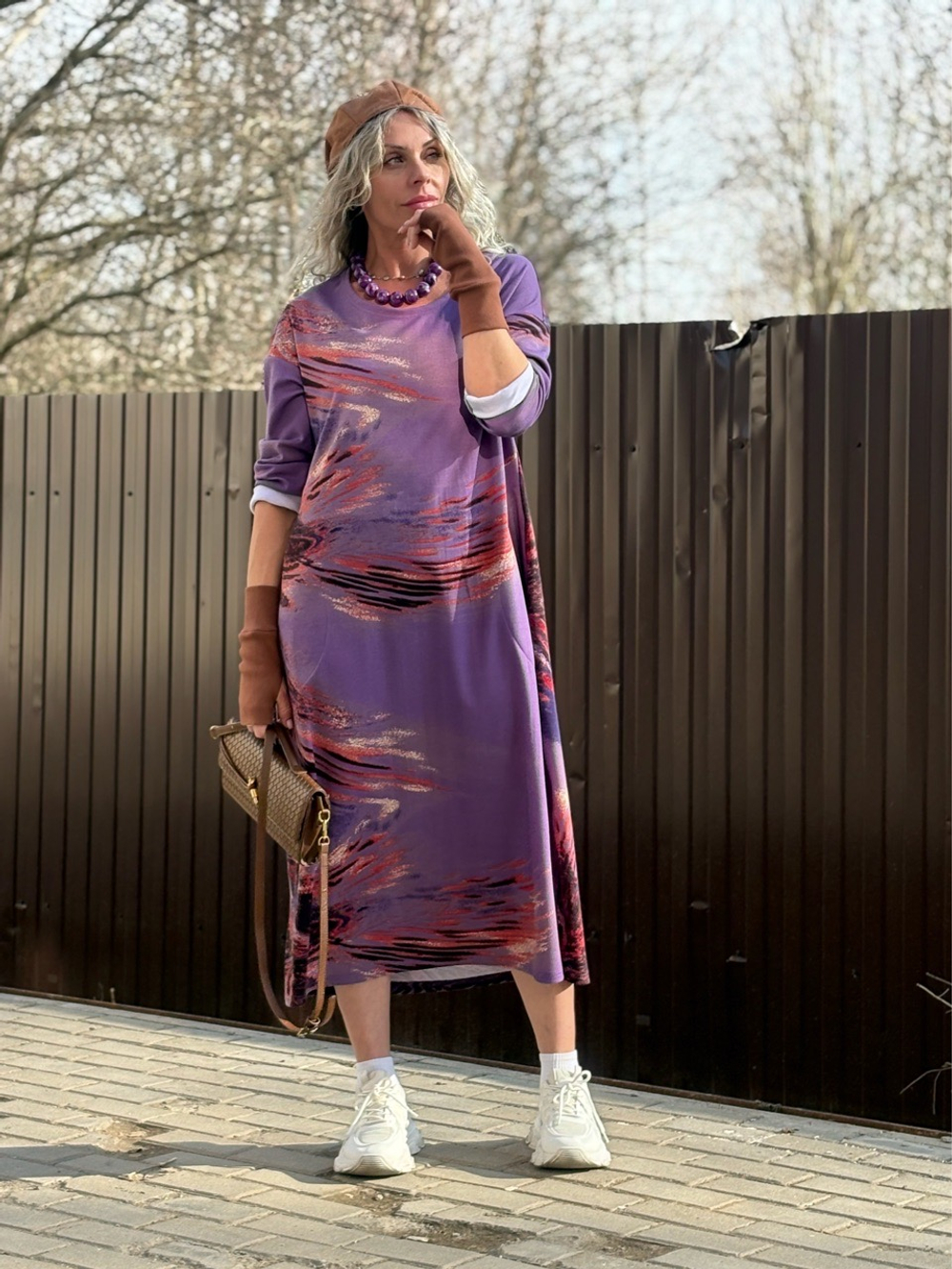 Платье / бочонок / трикотаж фиолетовый