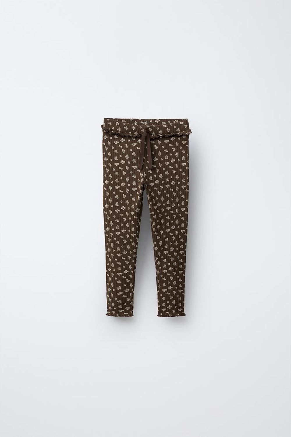 ZARA ЛЕГИНСЫ В РУБЧИК С ПРИНТОМ, ШОКОЛАДНЫЙ
