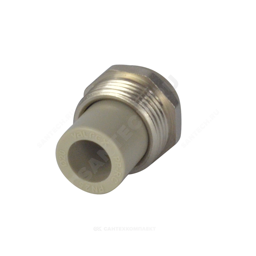 Штуцер PP-R комбинированный серый Дн 20х3/4" НР VALFEX 10137120Г