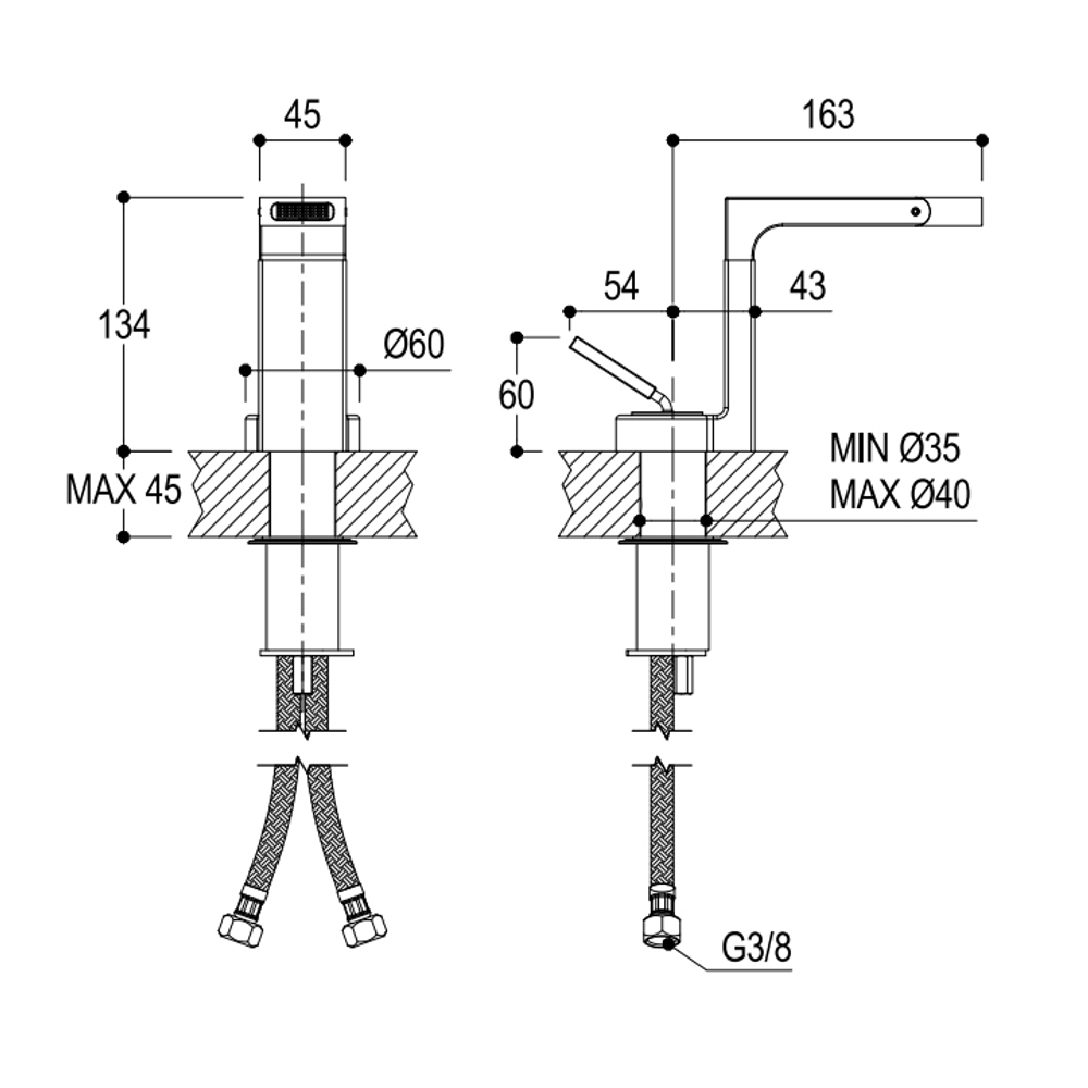Смеситель для биде и рукомойников Ritmonio Waterblade J, хром H0BA1021RCRL