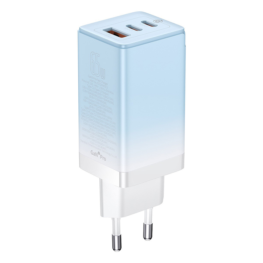 Зарядное устройство Baseus GaN3 Pro Fast Charger 2C+U 65W - Cloud Blue