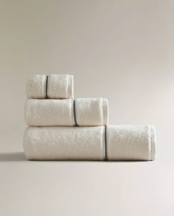 ZARA HOME ПОЛОТЕНЦЕ С ВЫШИТОЙ КАЙМОЙ, СИНИЙ