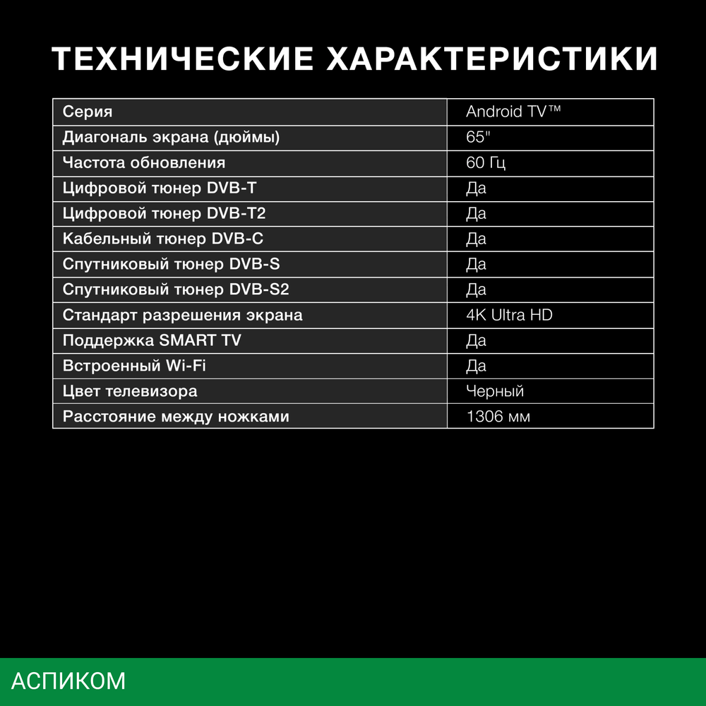 Телевизор LED Hyundai 65" H-LED65BU7006