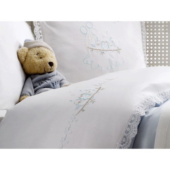 Детское постельное белье с пледом  Happy (голубое)