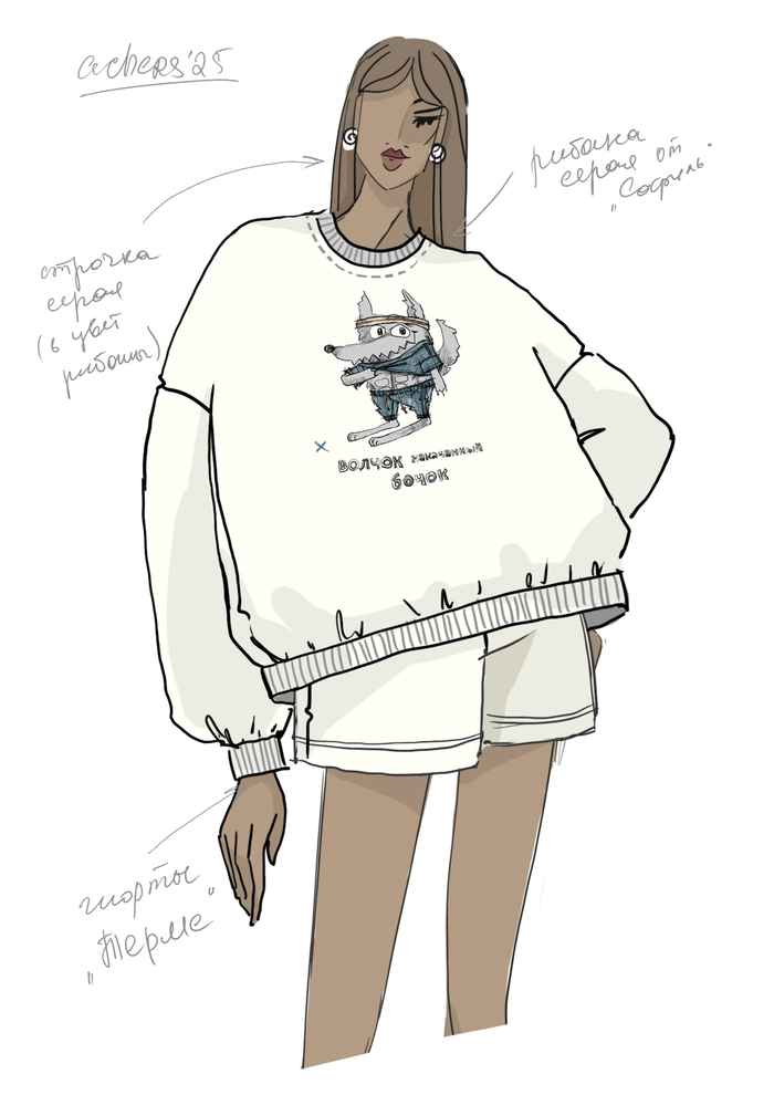 СВИТШОТ РЕНА МОЛОЧНЫЙ ВОЛЧОК НАКАЧАННЫЙ БОЧОК