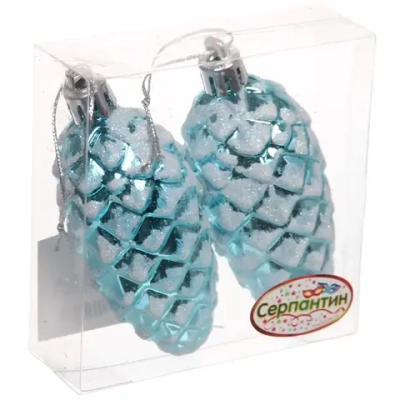 Ёлочные игрушки «Таинственное очарование» Шишки 9 см (набор 2шт), голубой