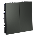 Проходной переключатель встраиваемый VOLTUM S70 двухклавишный 10А, (титан)