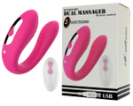 Розовый вибратор для пар с пультом ДУ (Цвет: малиновый)