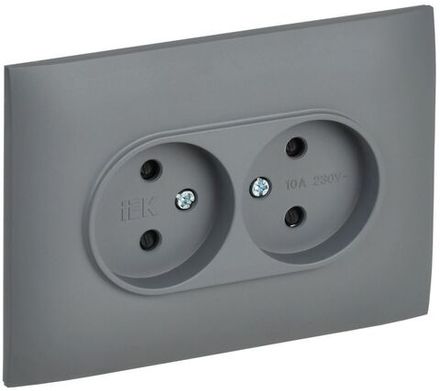 Розетка 2-м SKANDY 10А без заземл. защ. шторки в сборе SK-R09Gr сер. IEK SK-R23-10-K03-F